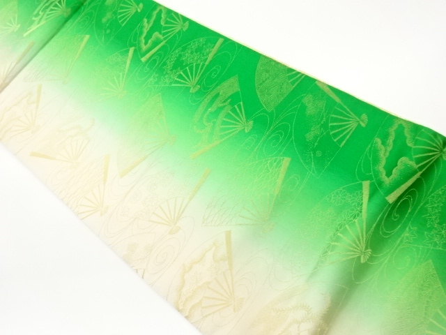JAPANESE FUKURO OBI / REVERSIBLE / WOVEN FLORAL PLANTS